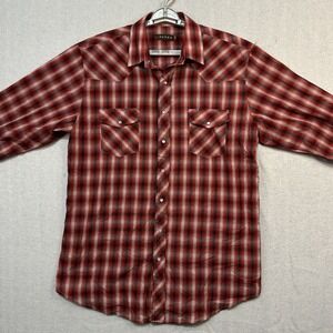 Roper Men's XLT Pearl Snap Western‎ Shirt Long Sleeve Red Plaid Cowboy Rodeo